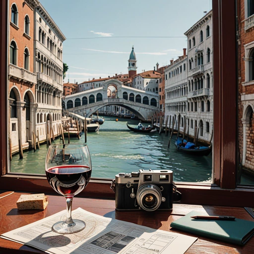 Venice Window Scene in Pixel Art