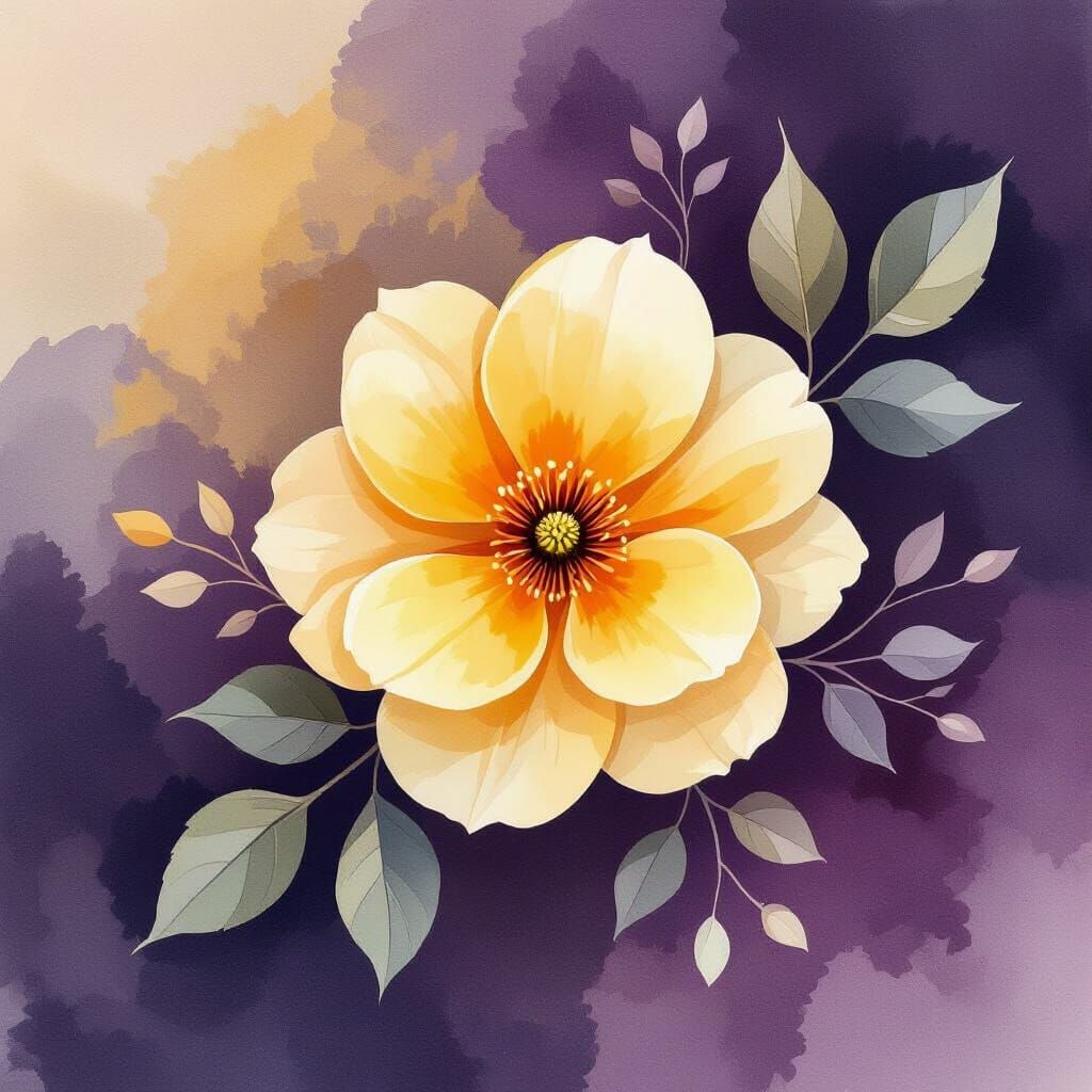 Watercolor Lemon Chiffon and Purple Invitation Card