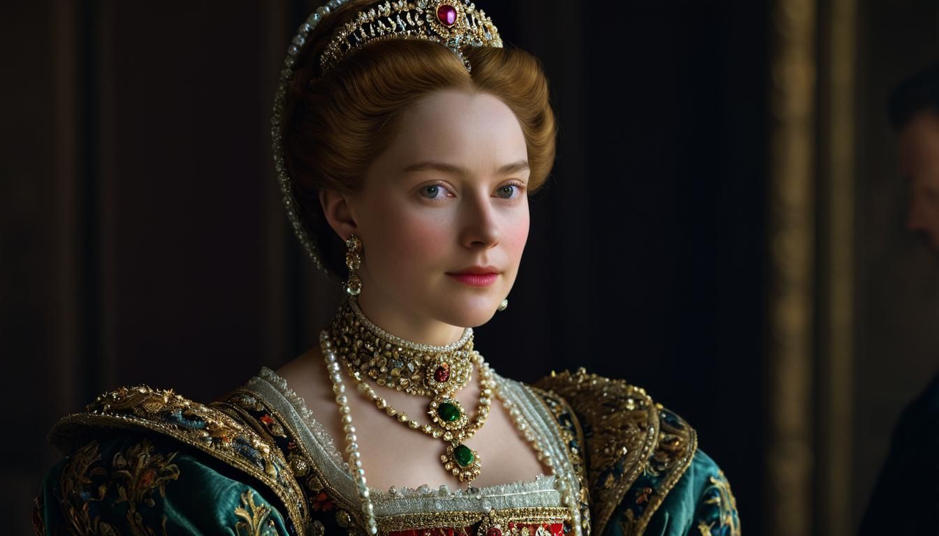 16th Century Noblewoman Portrait in Vibrant Colors