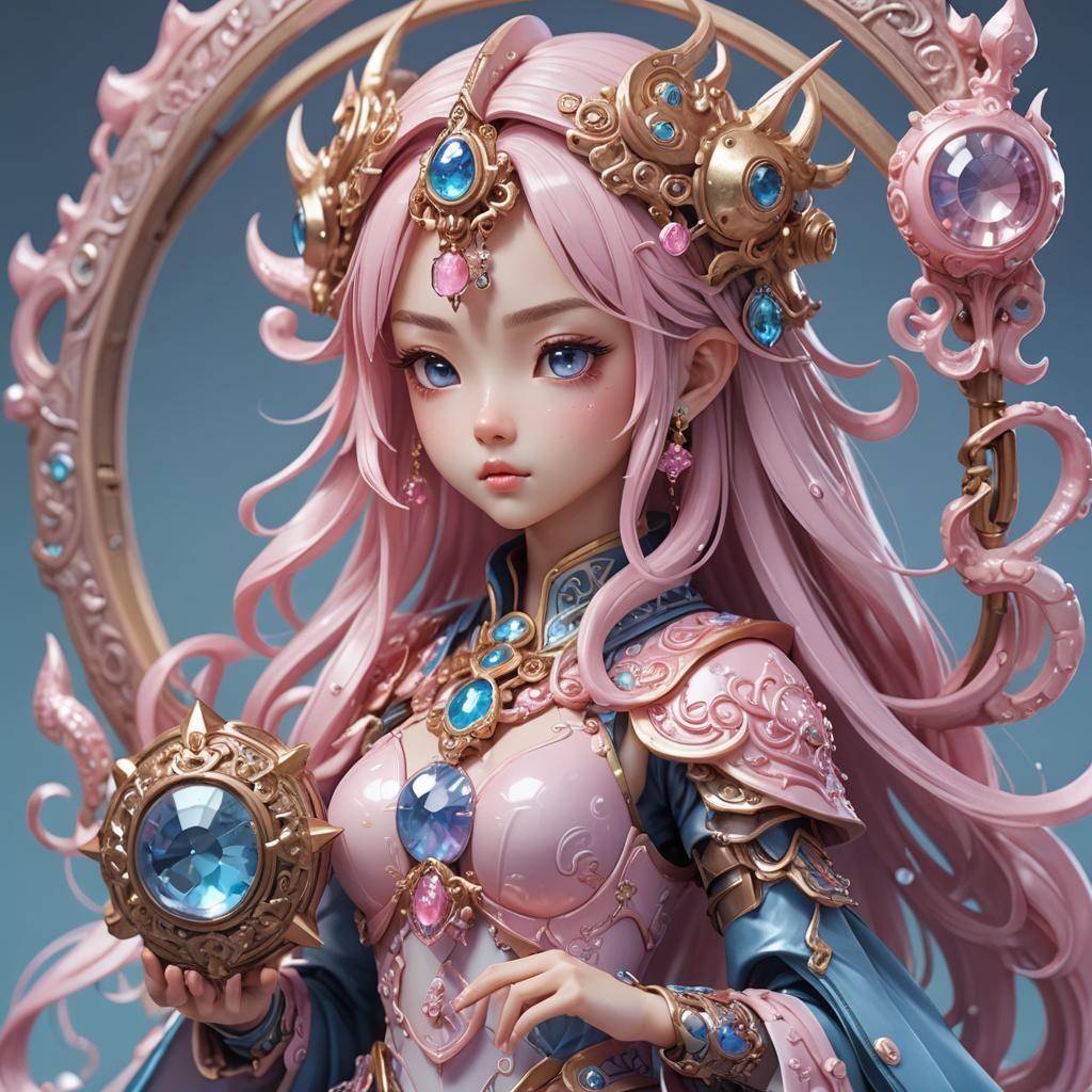 Anime Princess Squid Warrior in 3D