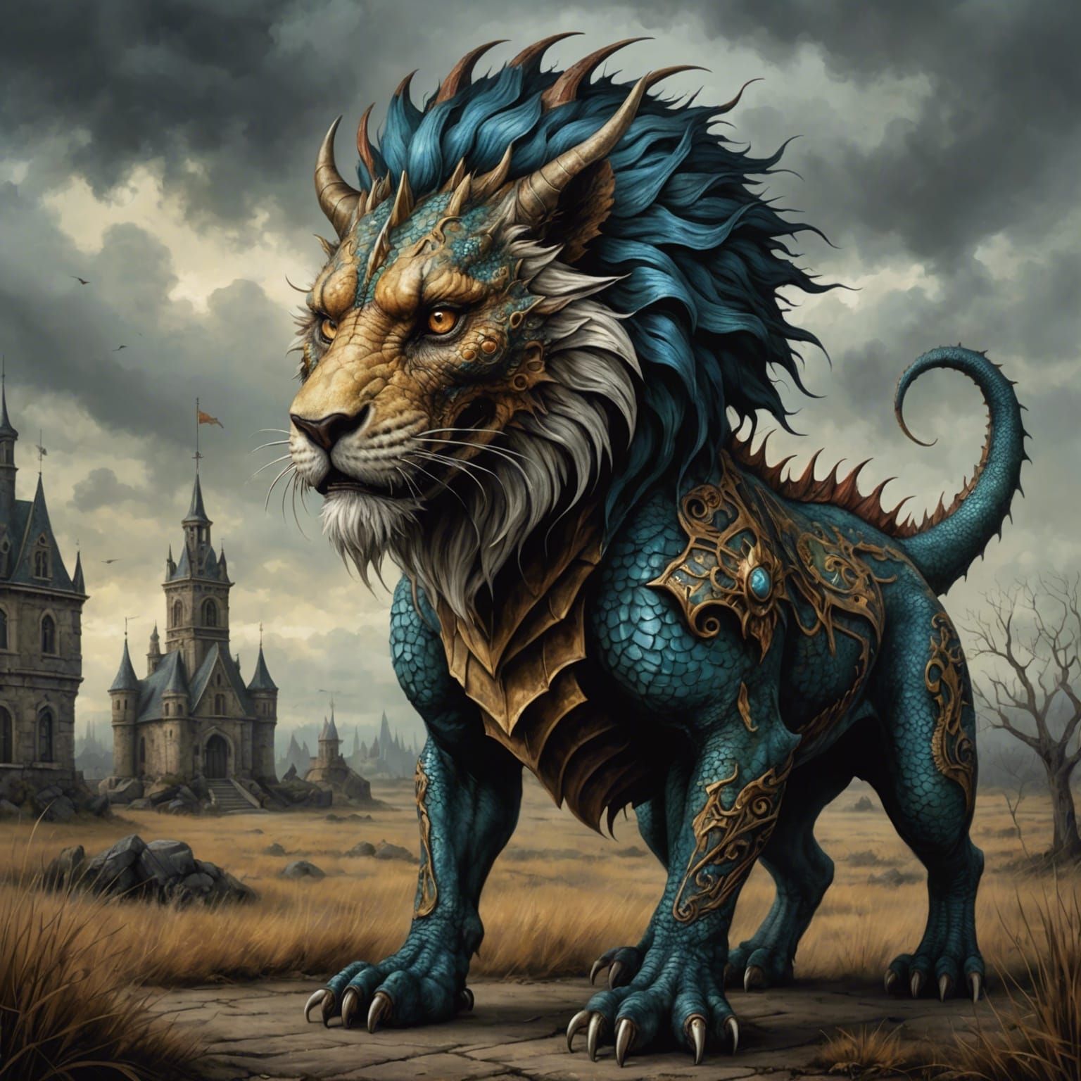 Dragon-Lion Hybrid in Esao Andrews Style