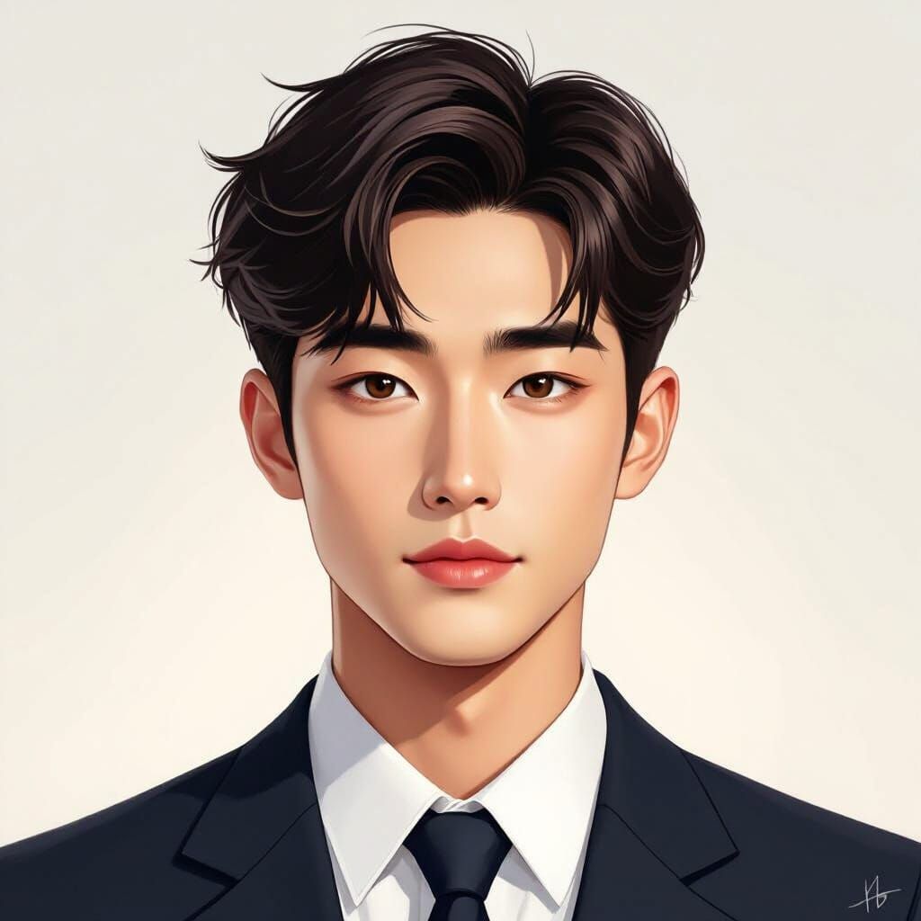 Handsome Asian Man In Korean School Uniform