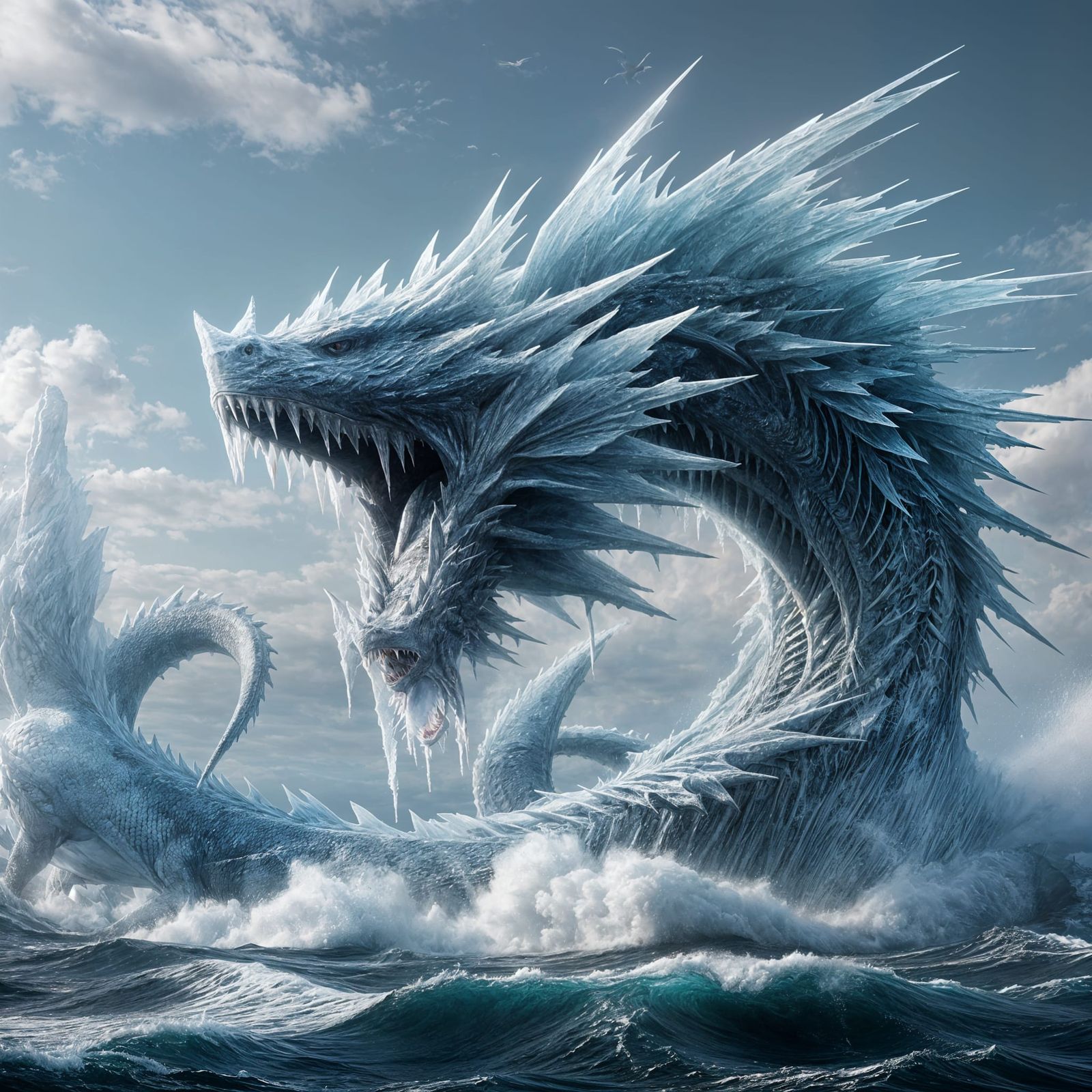 Frost Dragon Shark Emerges From Ocean Before Titanic Ship