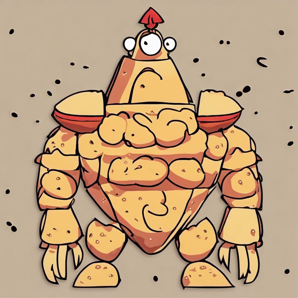 Surreal French Fry Golem Made of Crispy Goodness