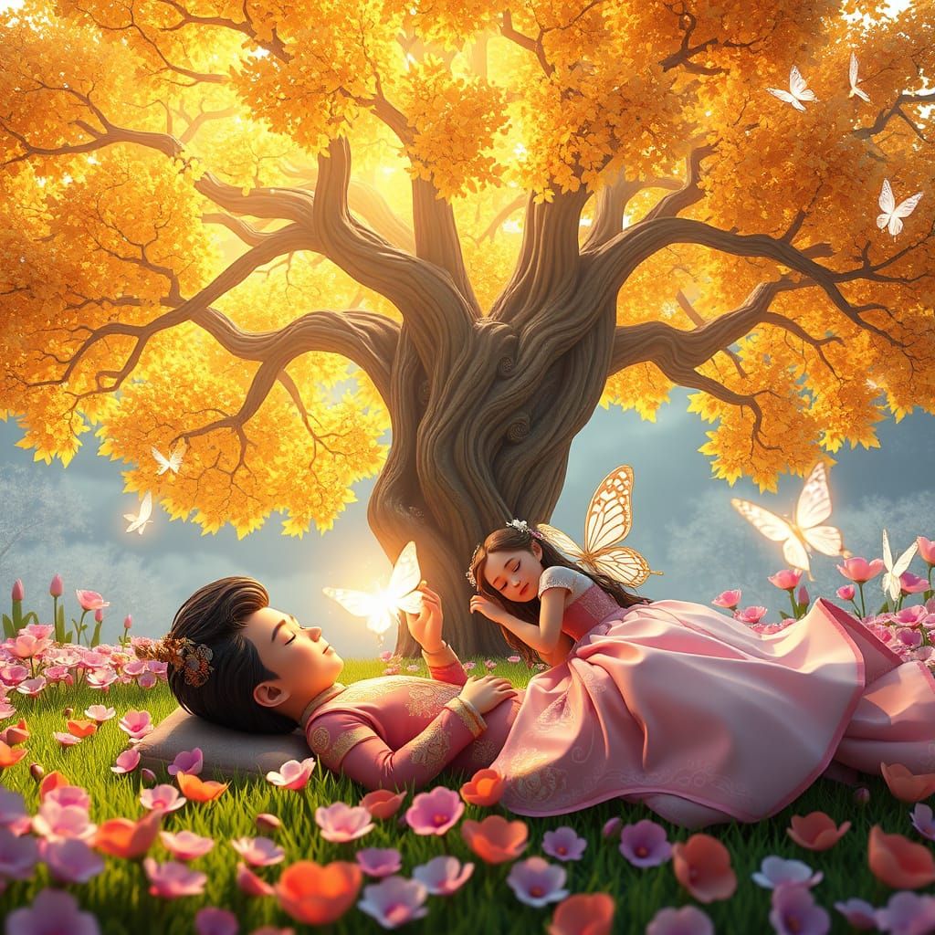 Whimsical Golden Garden of Dreams