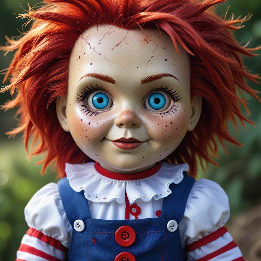 Creepy Raggedy Ann Doll in Horror Style