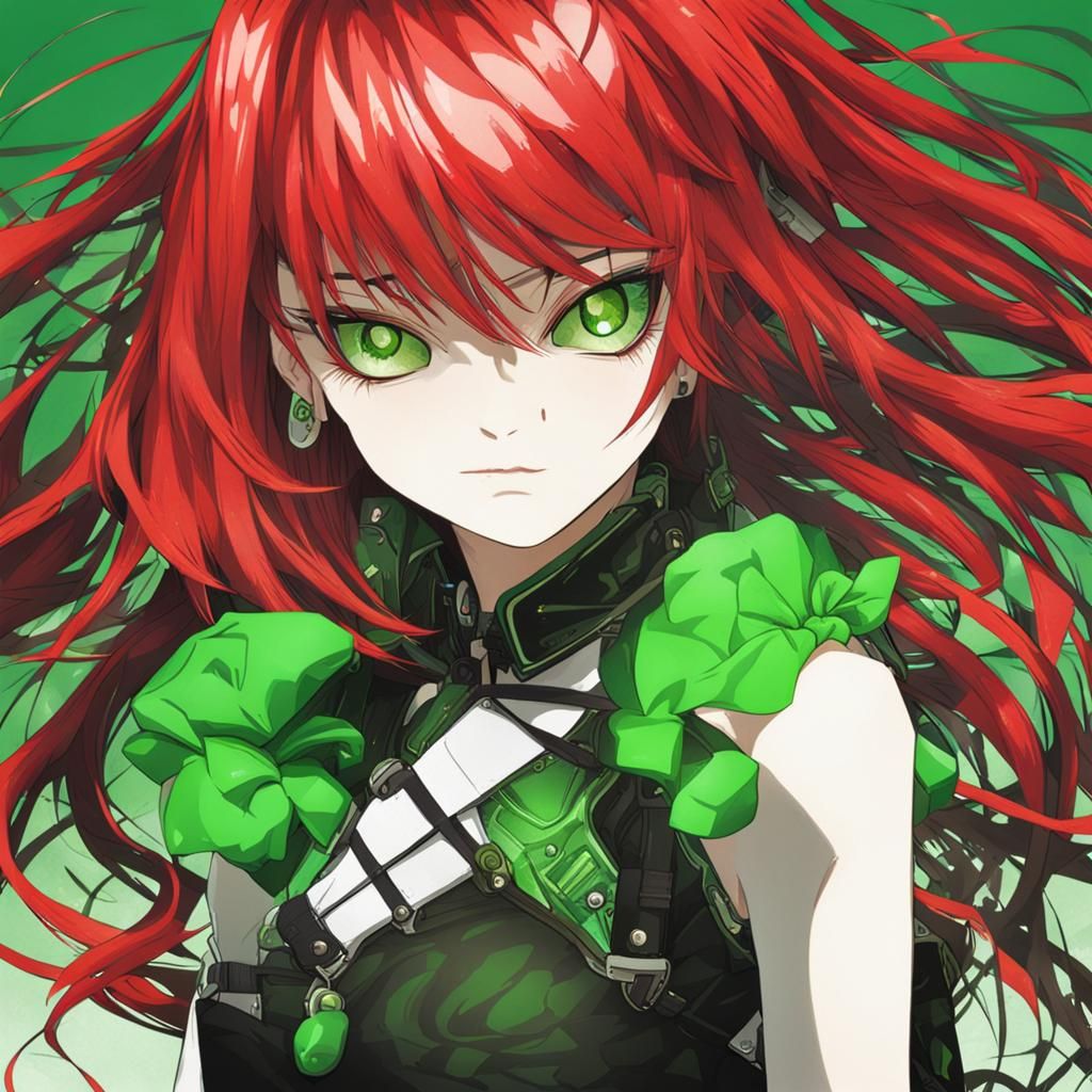 Striking Red Hair and Green Eyes Portrait