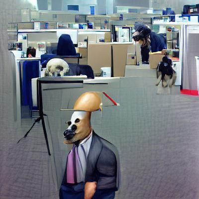 Surreal Businessman with Dog Head