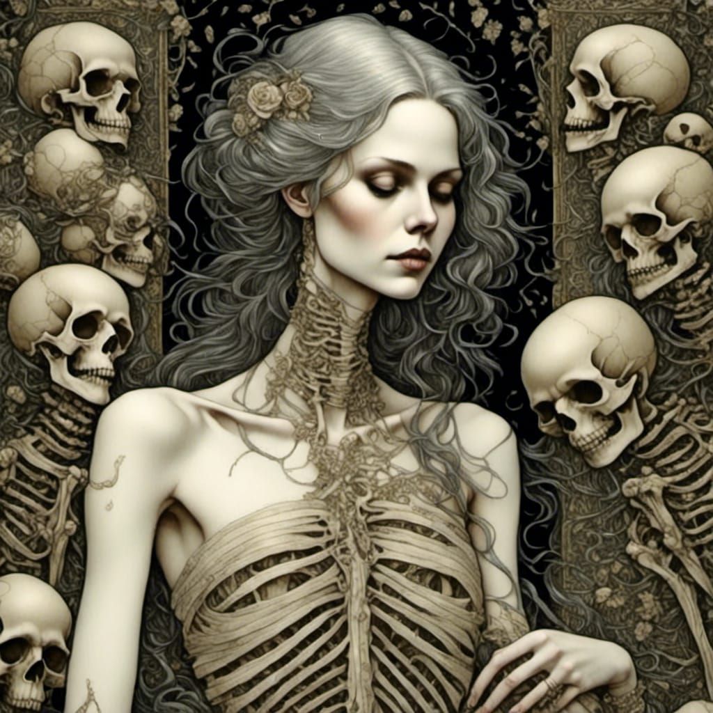 Death Becomes Her: Woman with Skeleton Overlay