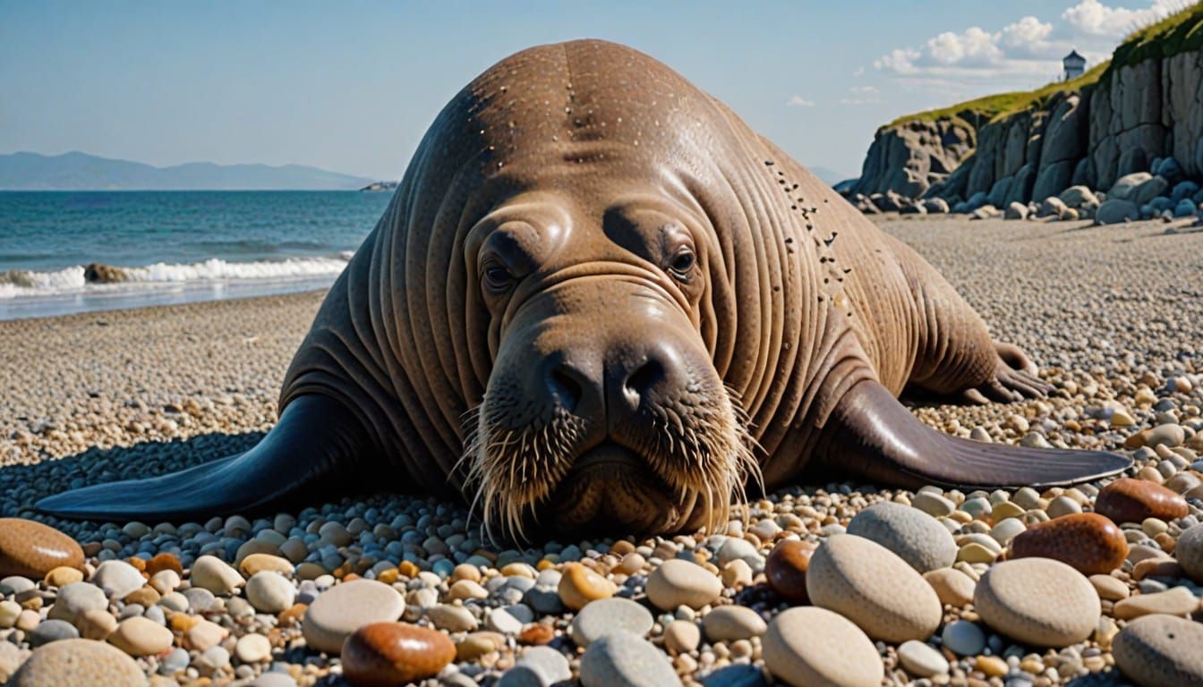 Walrus in Decay on Pebbles Beach