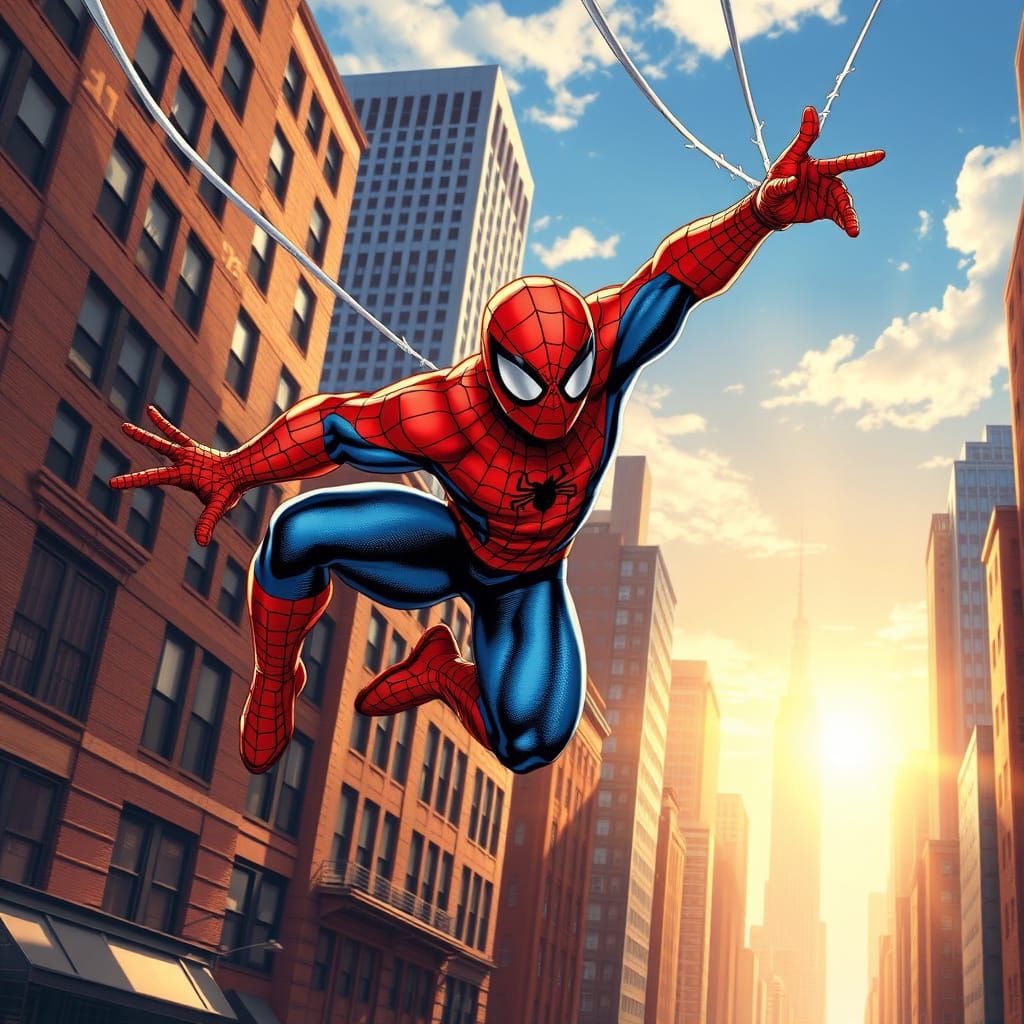 Spiderman in Dynamic Comic Book Style