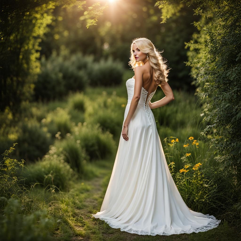 Blonde Woman in Wedding Dress