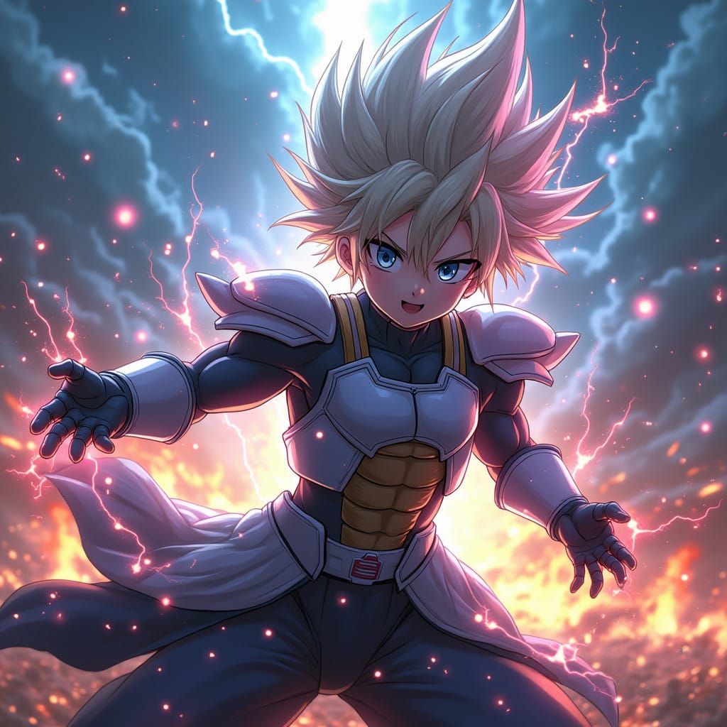 Heroic Anime Warrior Amidst Epic Battle