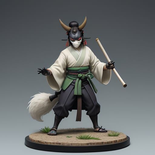 Kyorin: Mischievous Oni Trickster with Mask