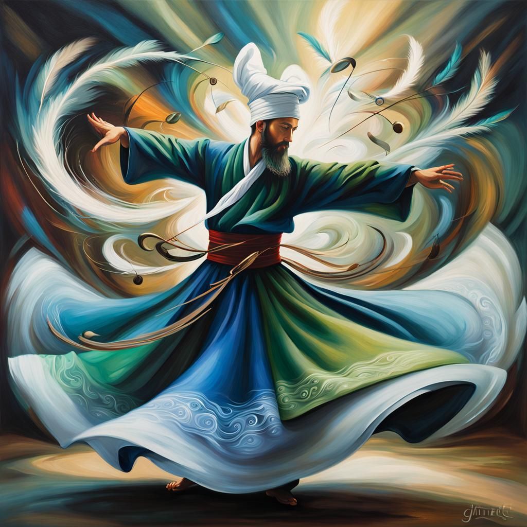 Kinetic Dervish Dance in Expressionist Style