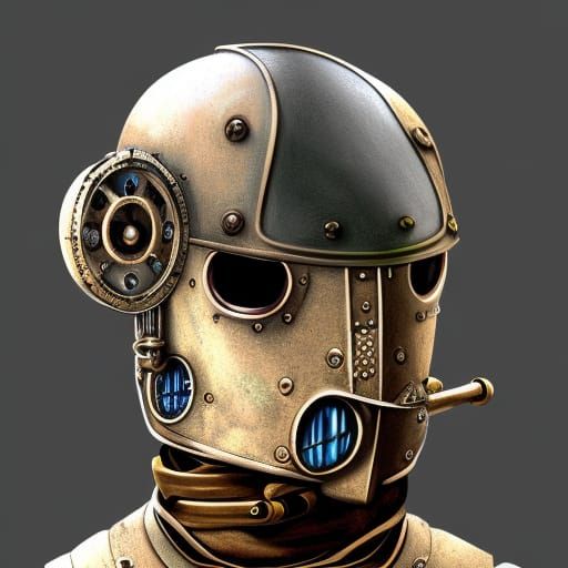 Steampunk Ninja Robot in Digital Art Style