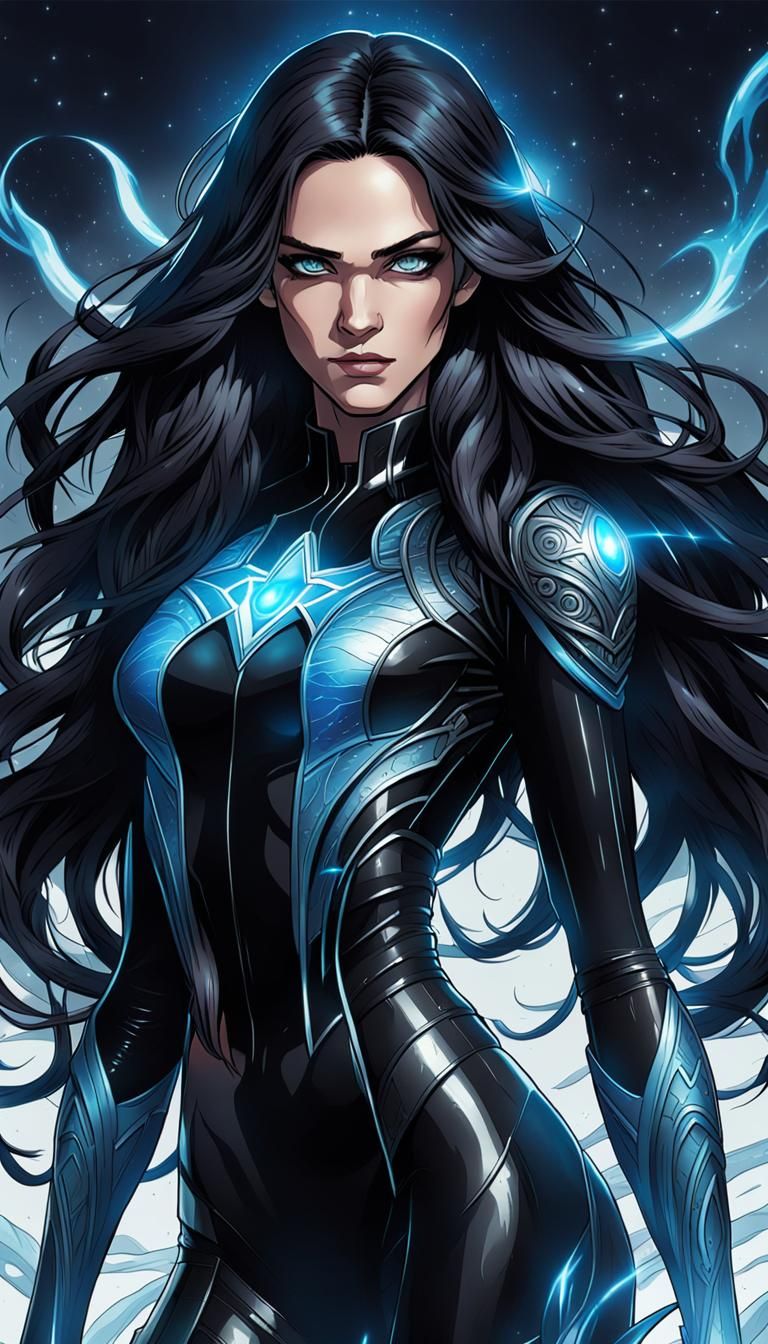 Androgynous Figure with Goddess Aura in Comic Style