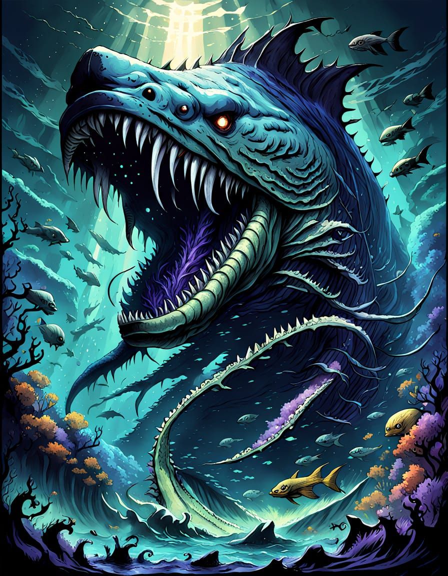 Colossal Leviathan Emerges from Abyssal Ocean Depths in Anim...