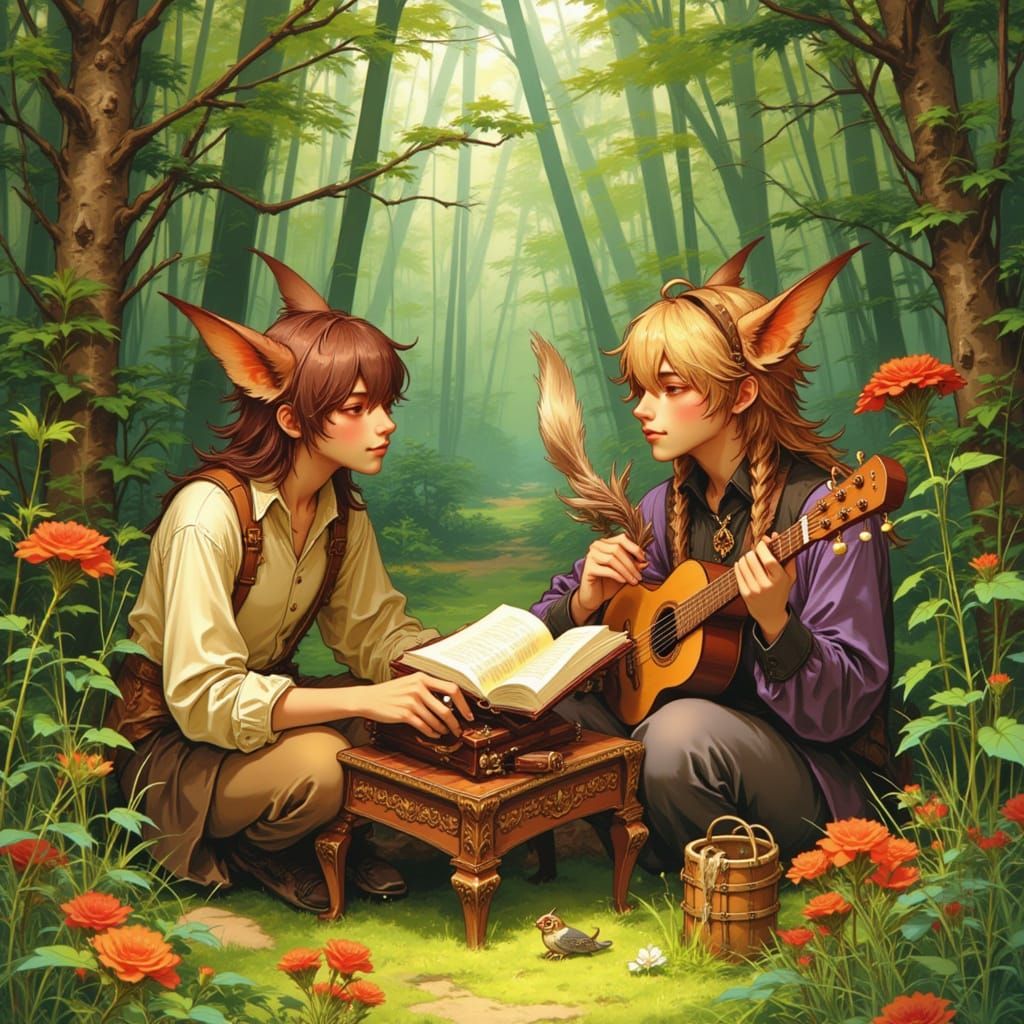 Whimsical Woodland Ensemble in Fantastical Style