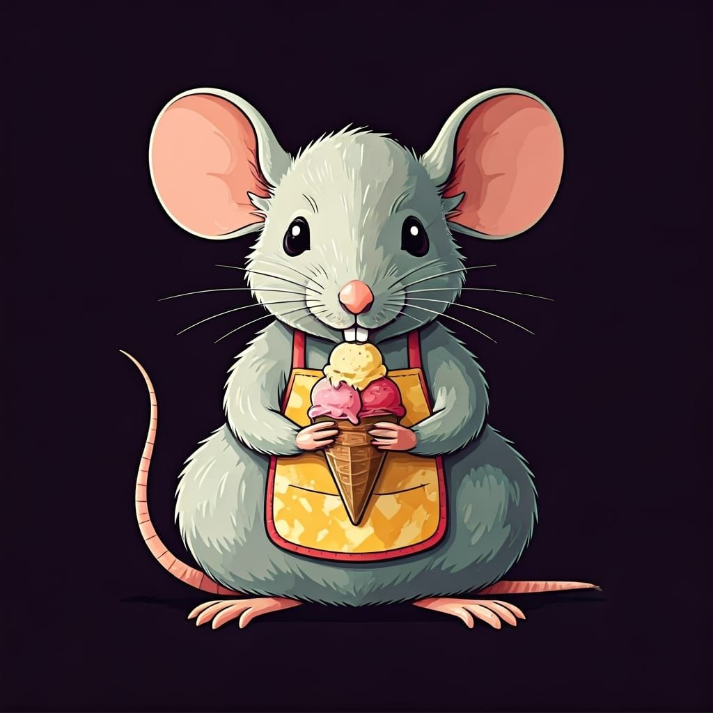 Mouse Eating Gelato in Bauhaus Style