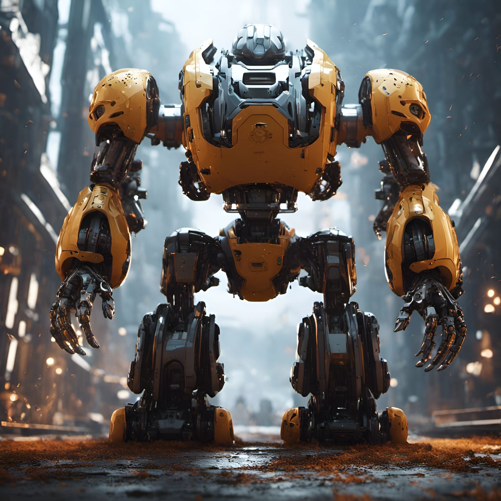 Futuristic Robot with Intricate Details in Sci-Fi Scene