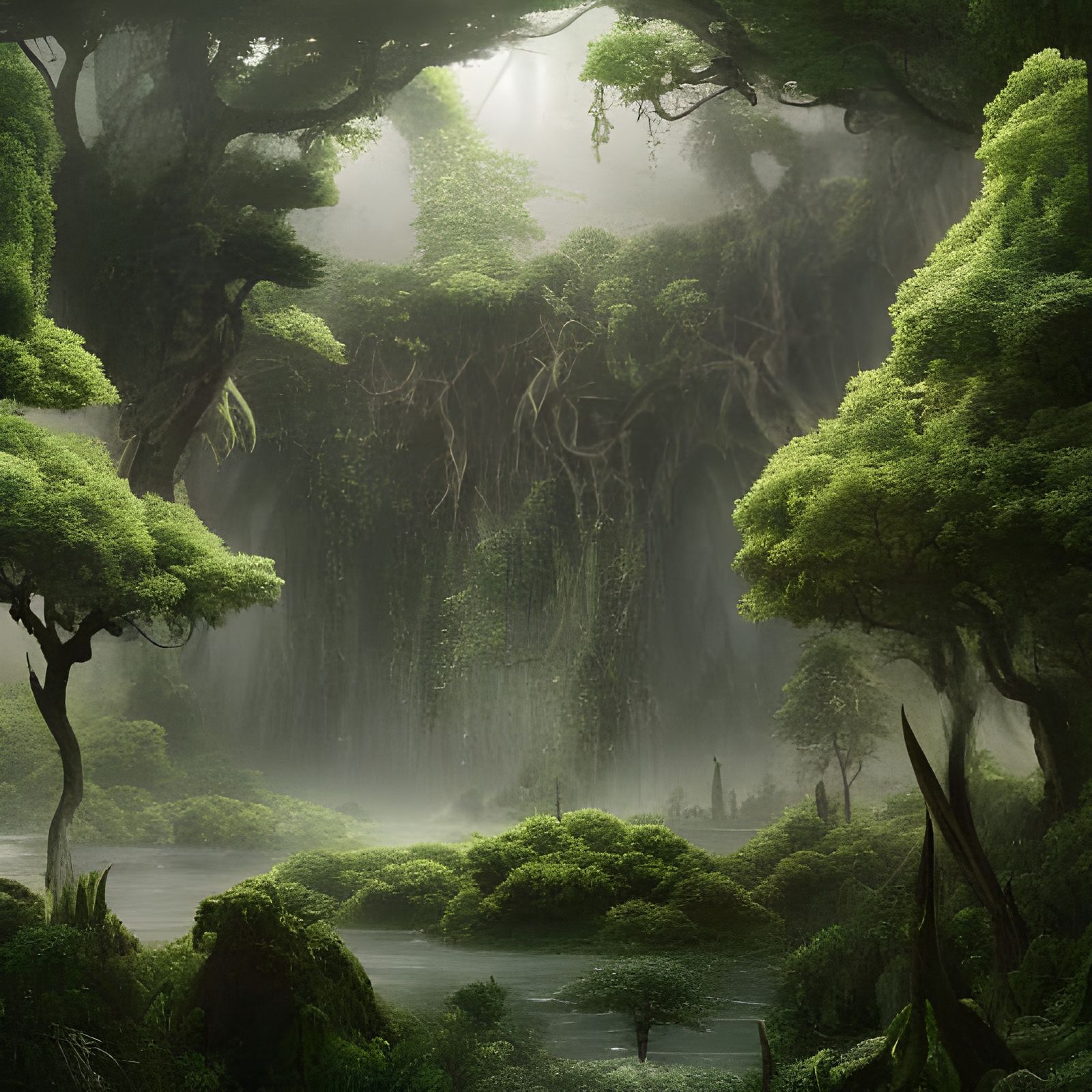 Epic Overgrown Forest: Dramatic Digital Matte Painting