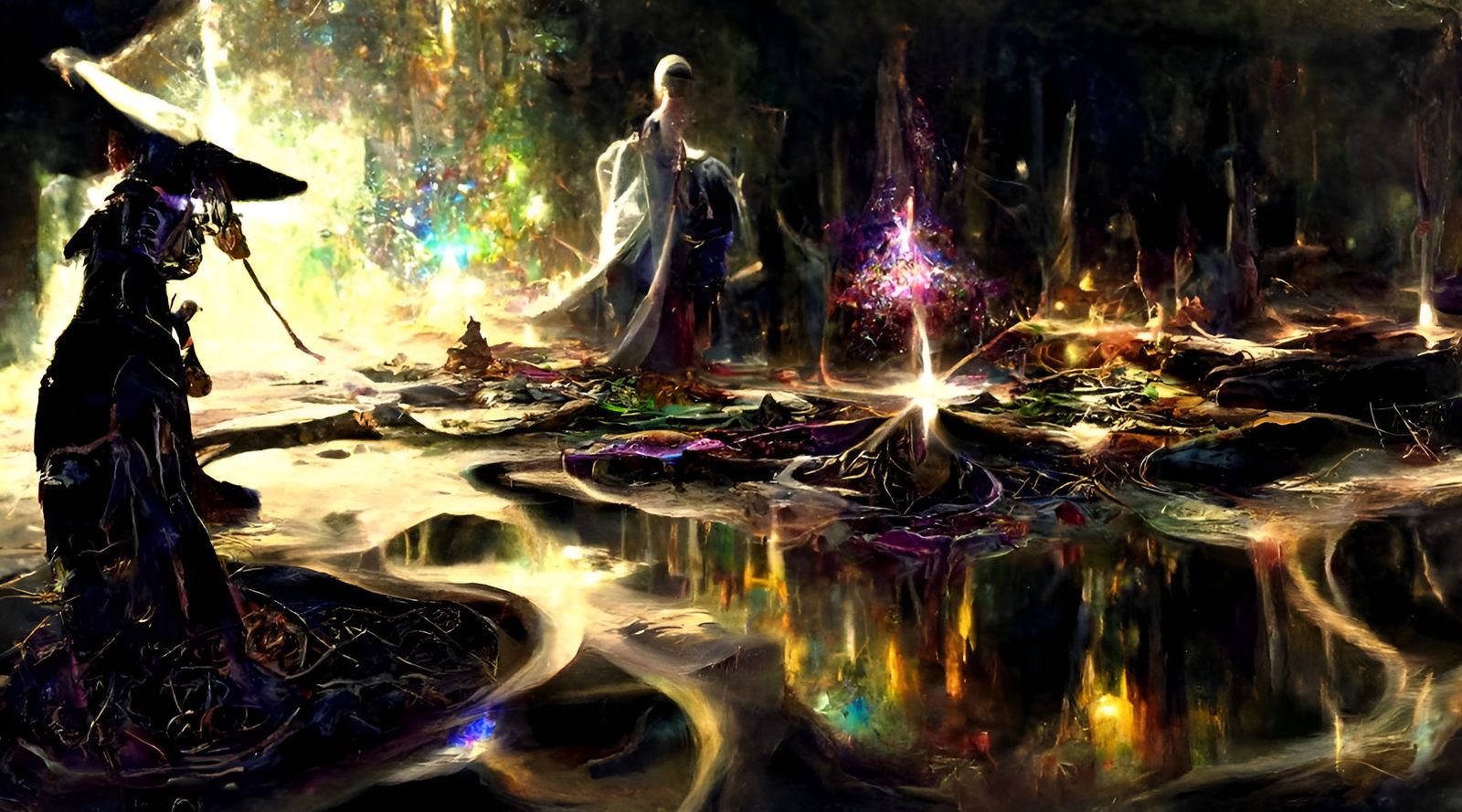 Ethereal Battle Between Necromancer and Mage