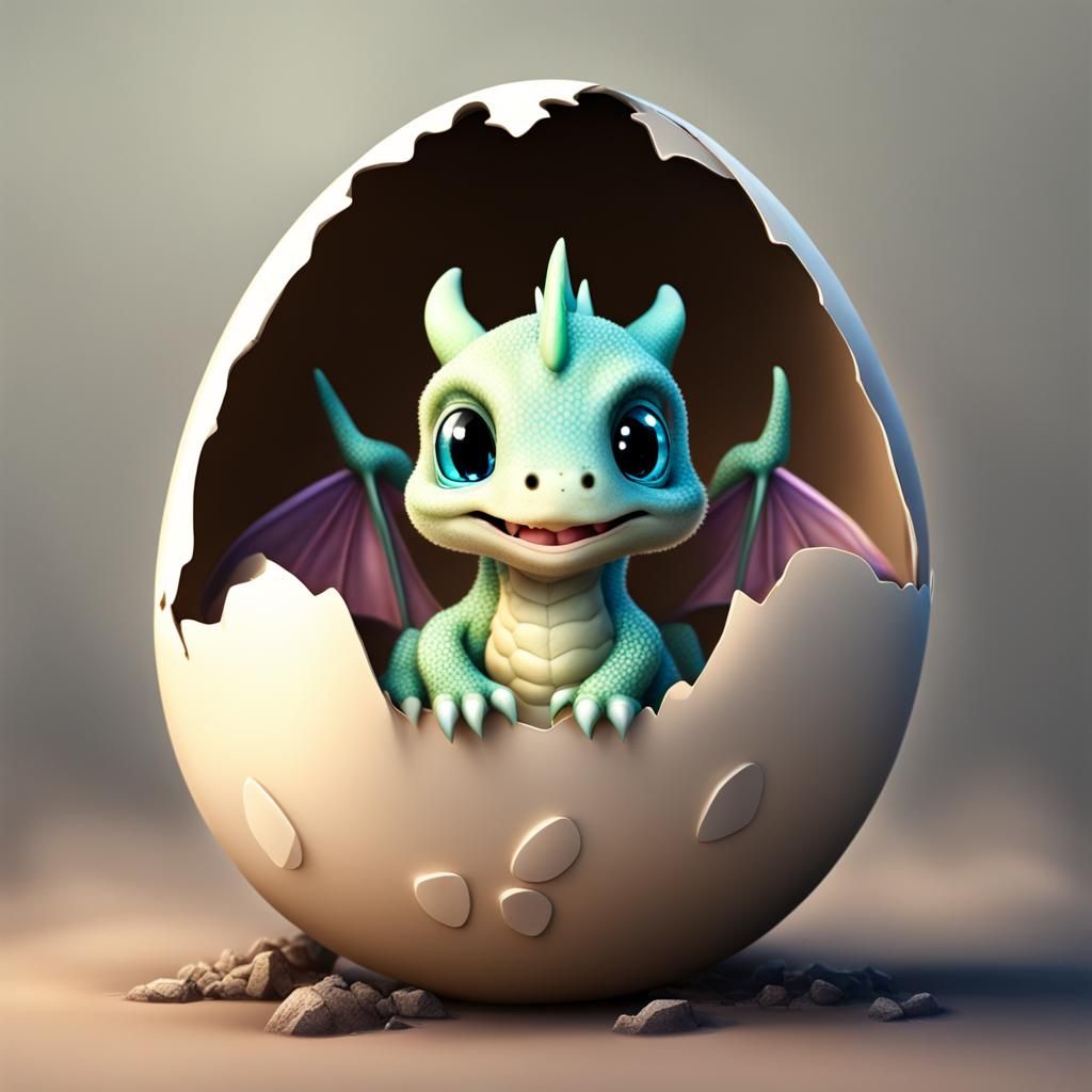 Adorable Baby Dragon Emerges From Eggshell