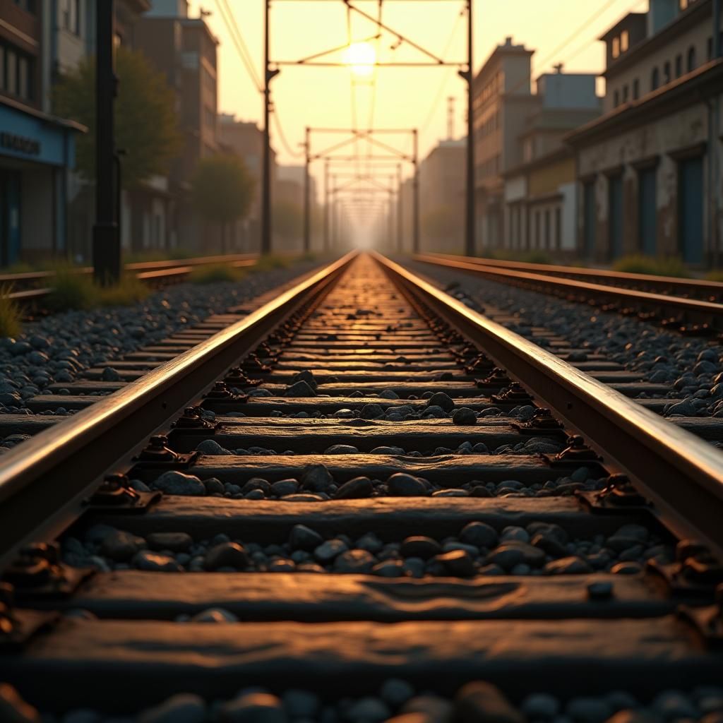 Guitar Fretboard Railroad Tracks in Cinematic Lighting