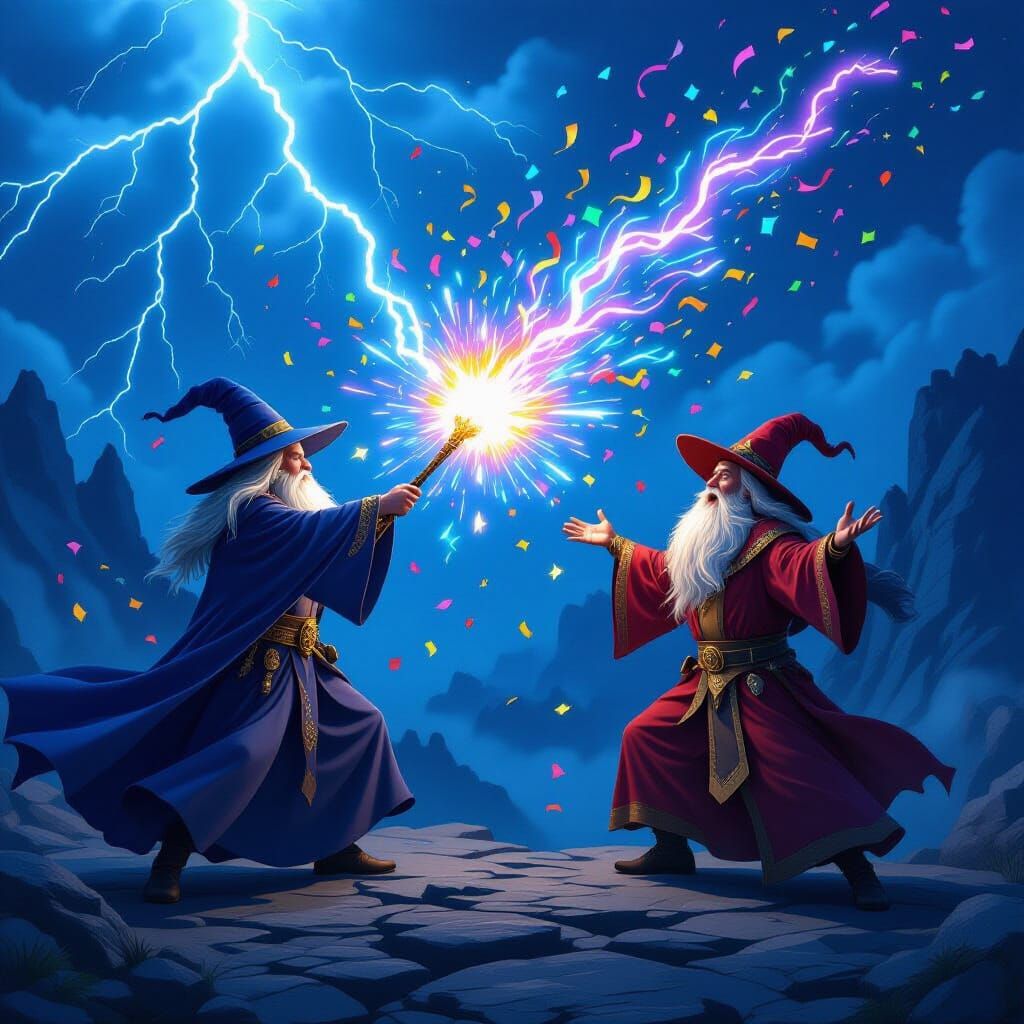 Wizard Duel Explodes into Confetti in Epic Fantasy Comedy Ar...