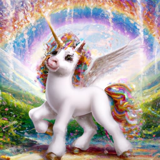 Baby Unicorn in Ethereal Fantasy Landscape