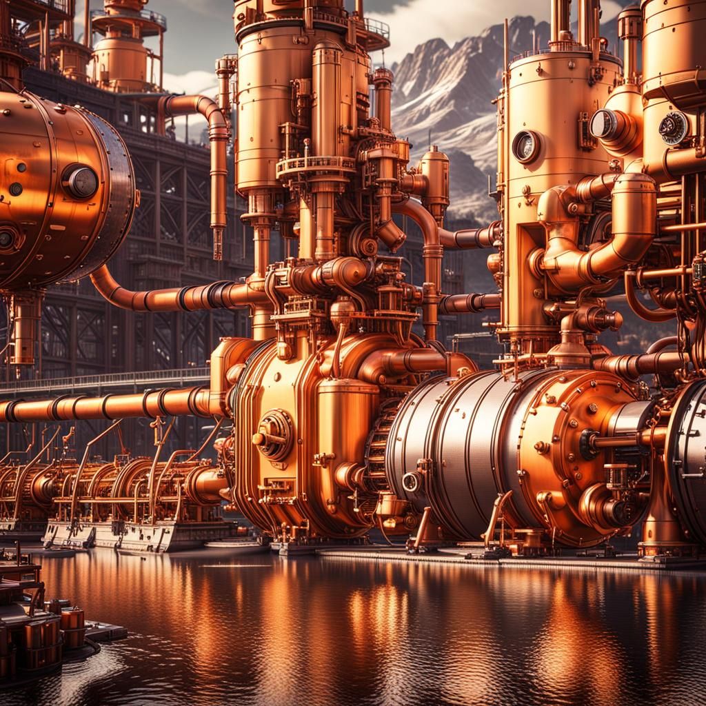 Futuristic Rosicrucian Industrial Complex in Art Deco Style