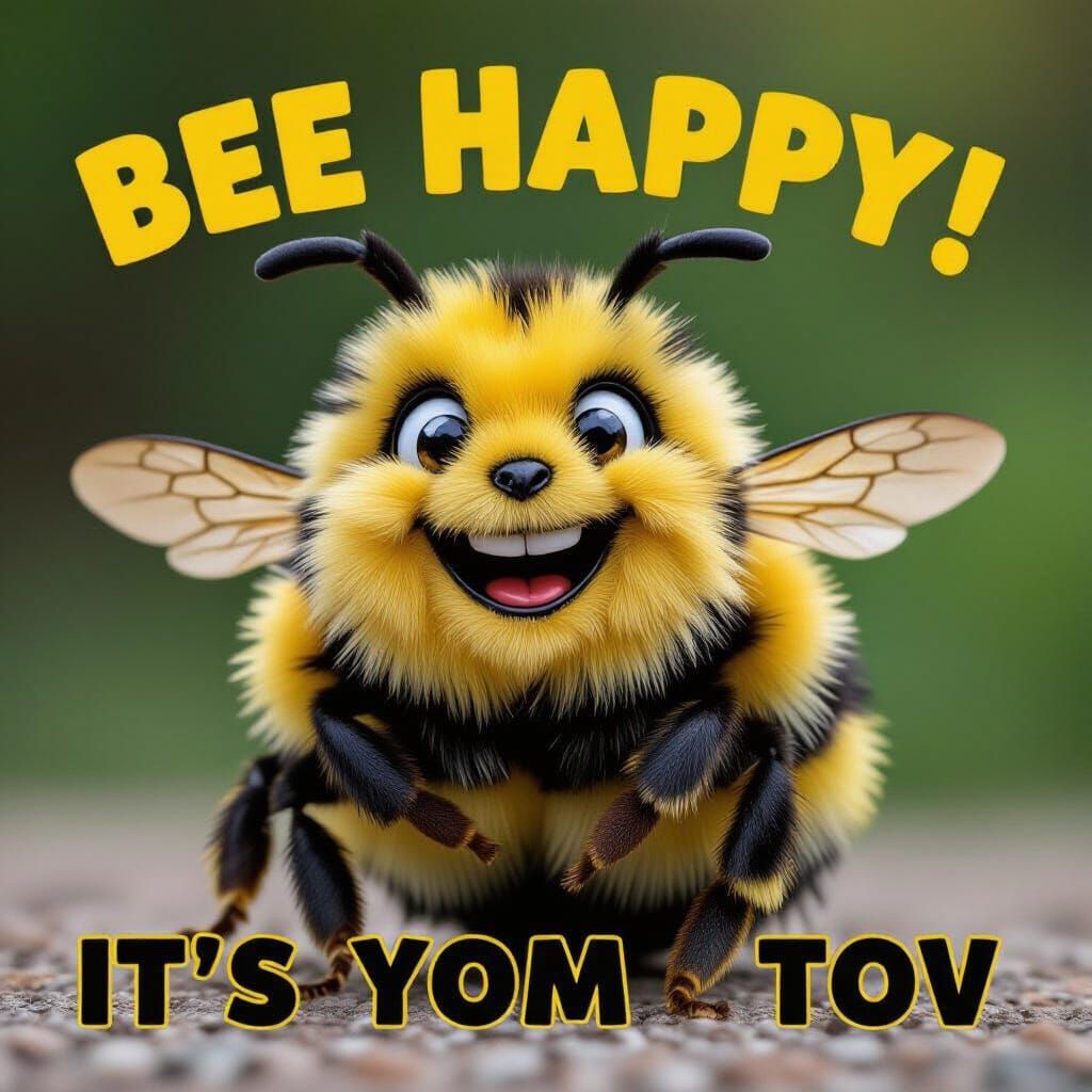 Fluffy Bumble Bee Spreading Joy With "BEE HAPPY!" Message