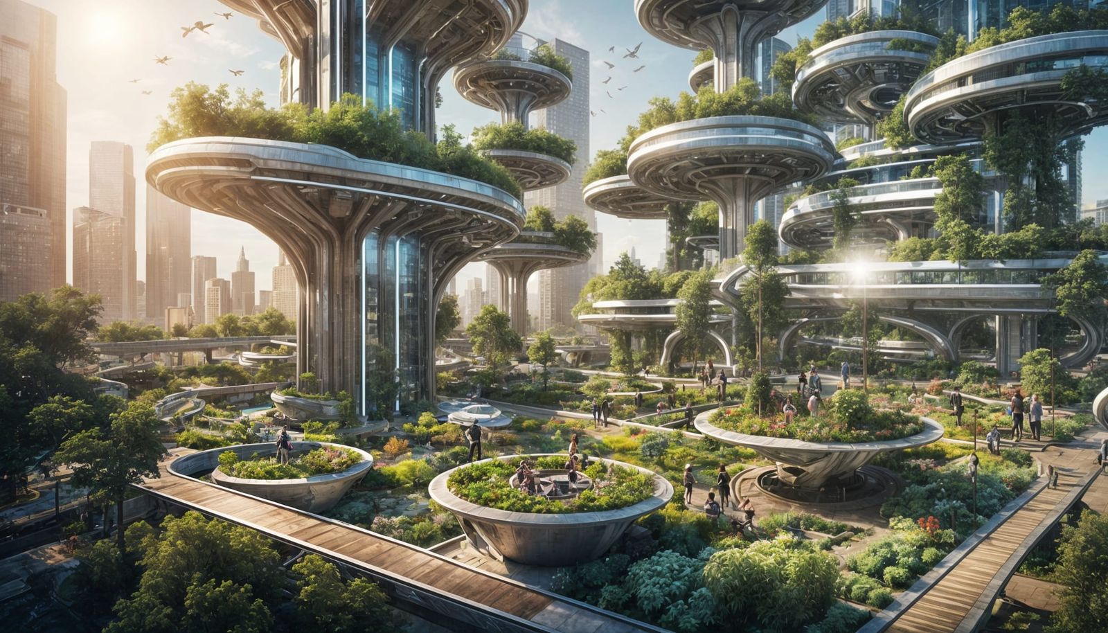 Futuristic Solarpunk Urban Garden: Architectural Rendering