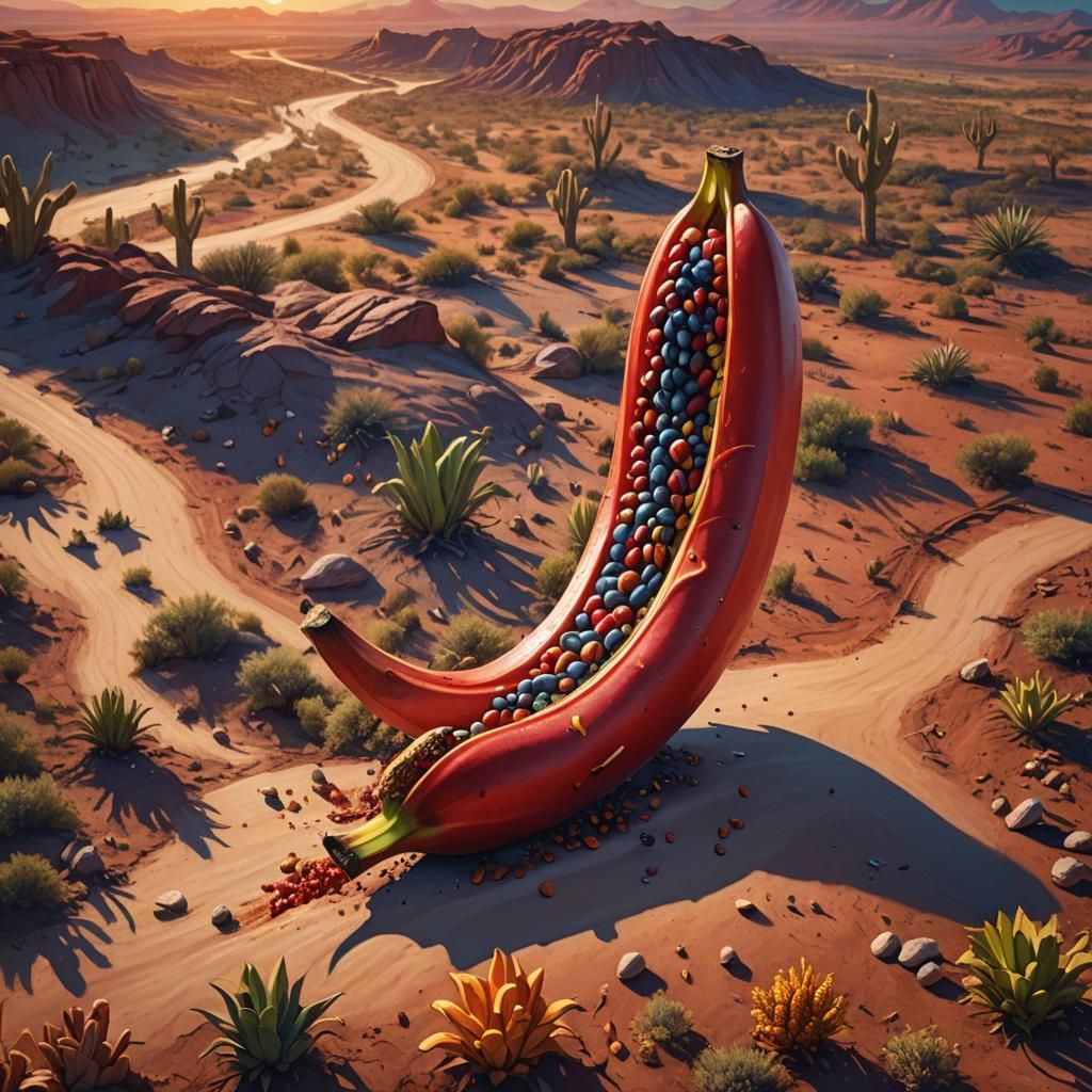 Giant Red Banana Filled with Beans in Texas