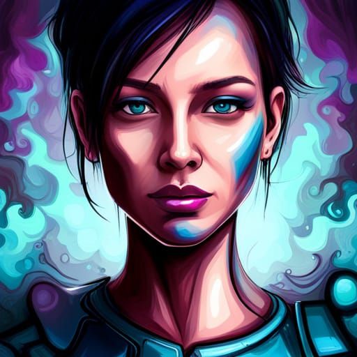 Humanoid Robot Teacher in Graffiti Art Style