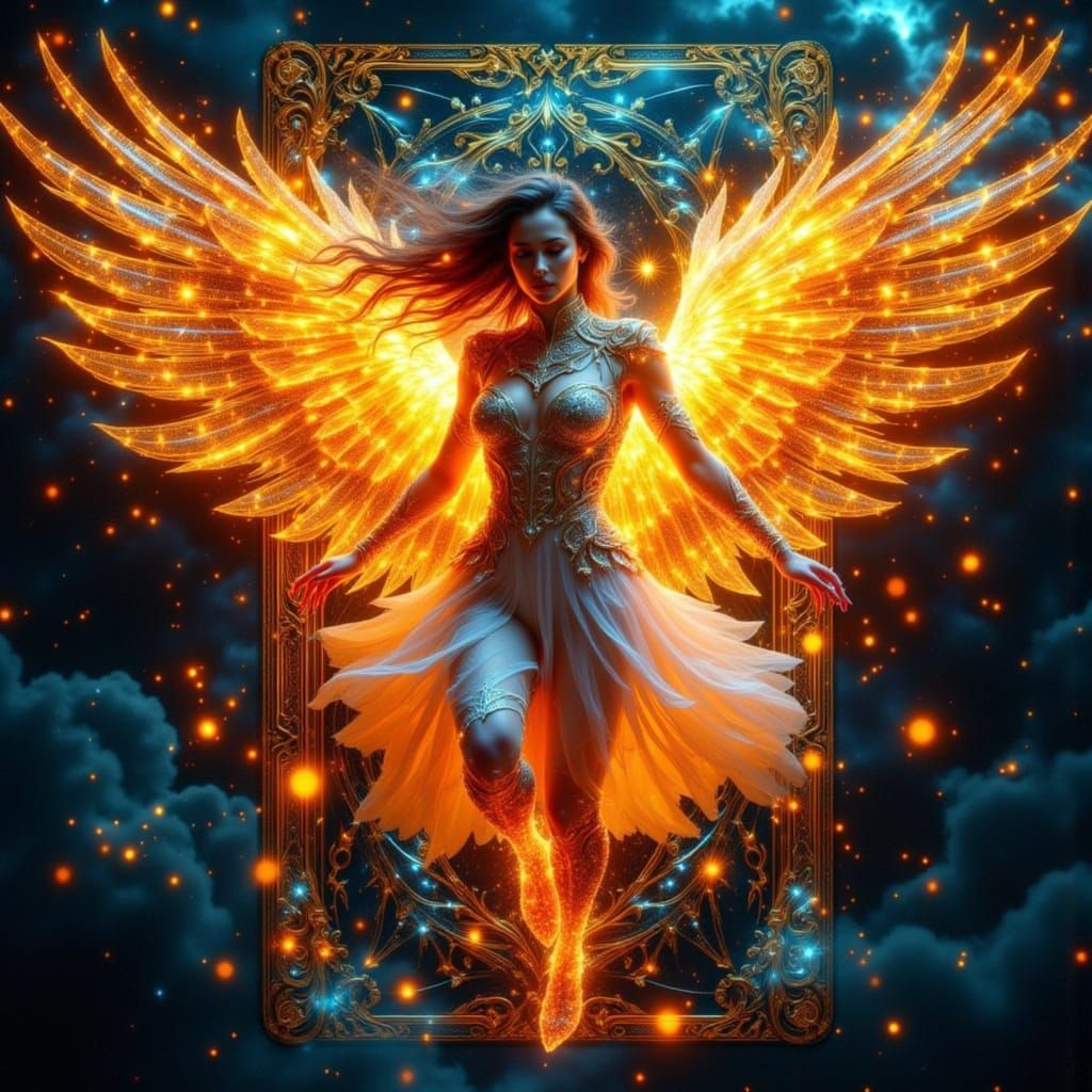 Fiery Angel Emerges From Playing Card