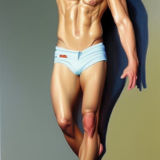 Muscular Teenager as Oil Painting by Gurney