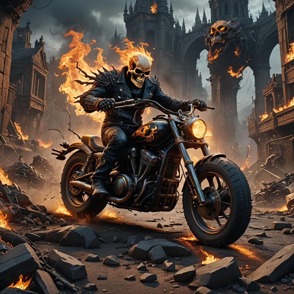 Ghost Rider Concept Art in Detailed Matte Painting
