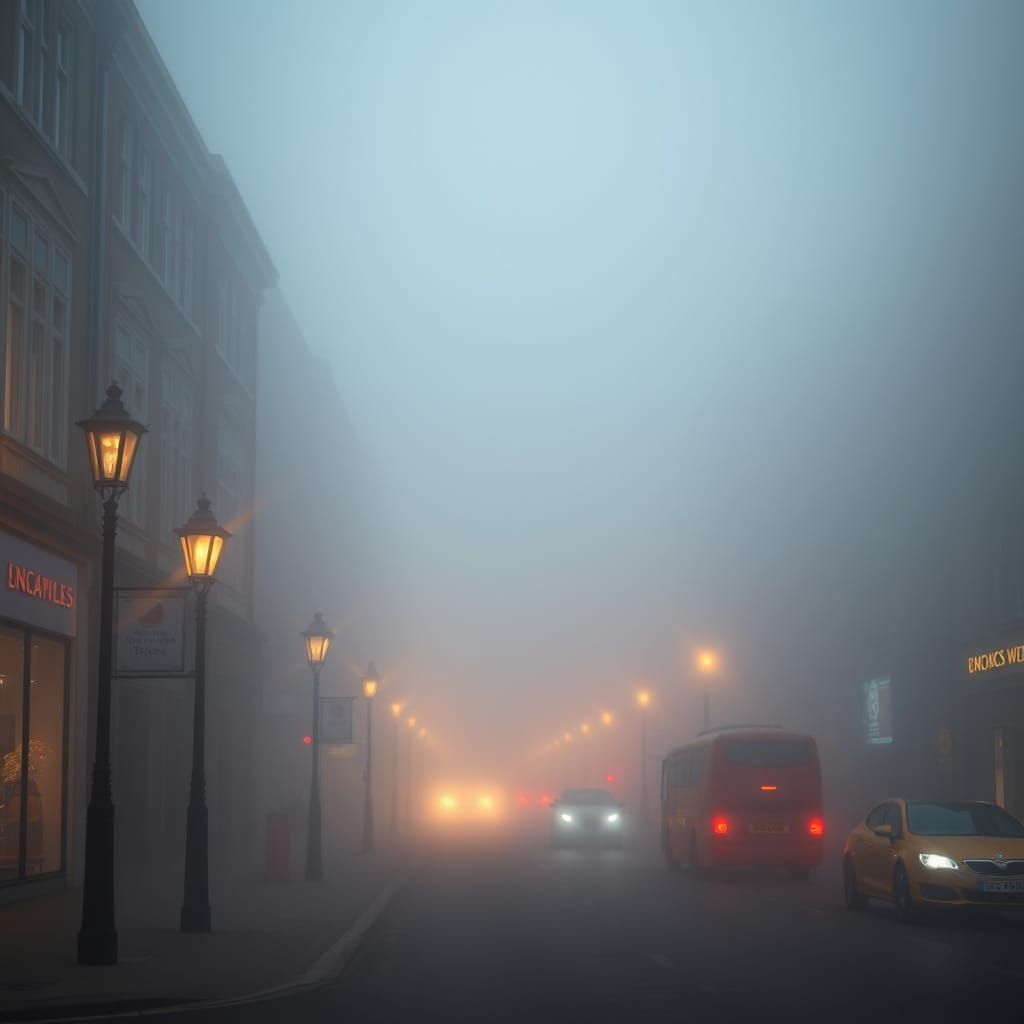 Foggy London Streets: Photorealistic Cityscape