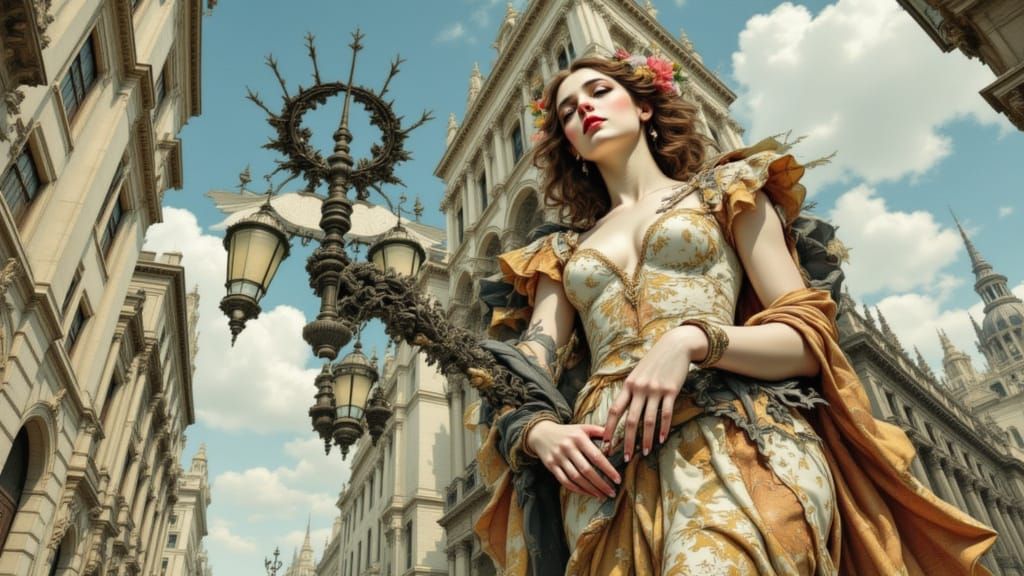 Ethereal Empress in Art Nouveau Splendor