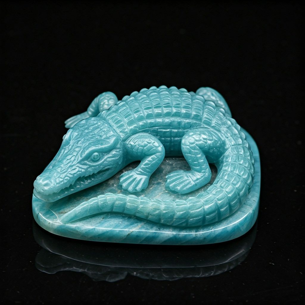 Aquamarine Gem Crocodile Sculpture