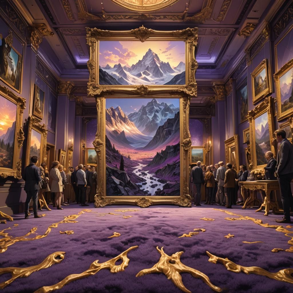 Ornate Carpet Frame in Gallery, Surreal Matte Painting