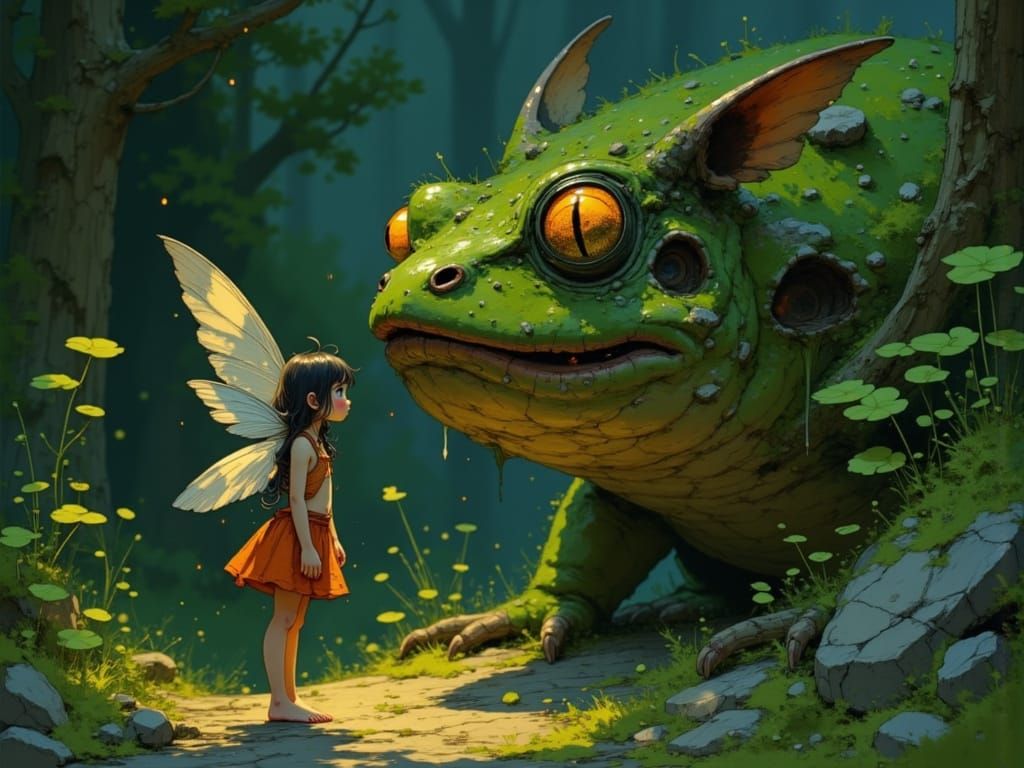 Fairy and Toad: A Gloamcore Illustration