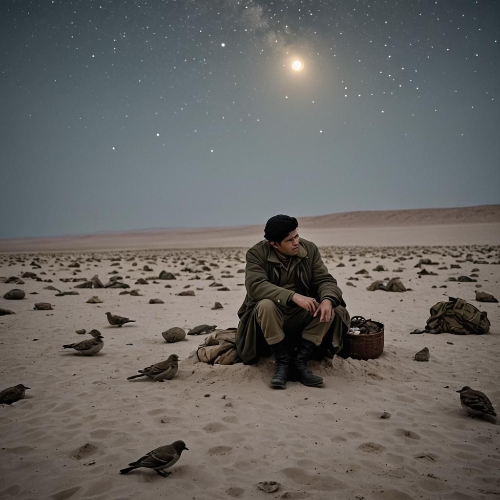 Contemplative Night Scene Underneath the Stars