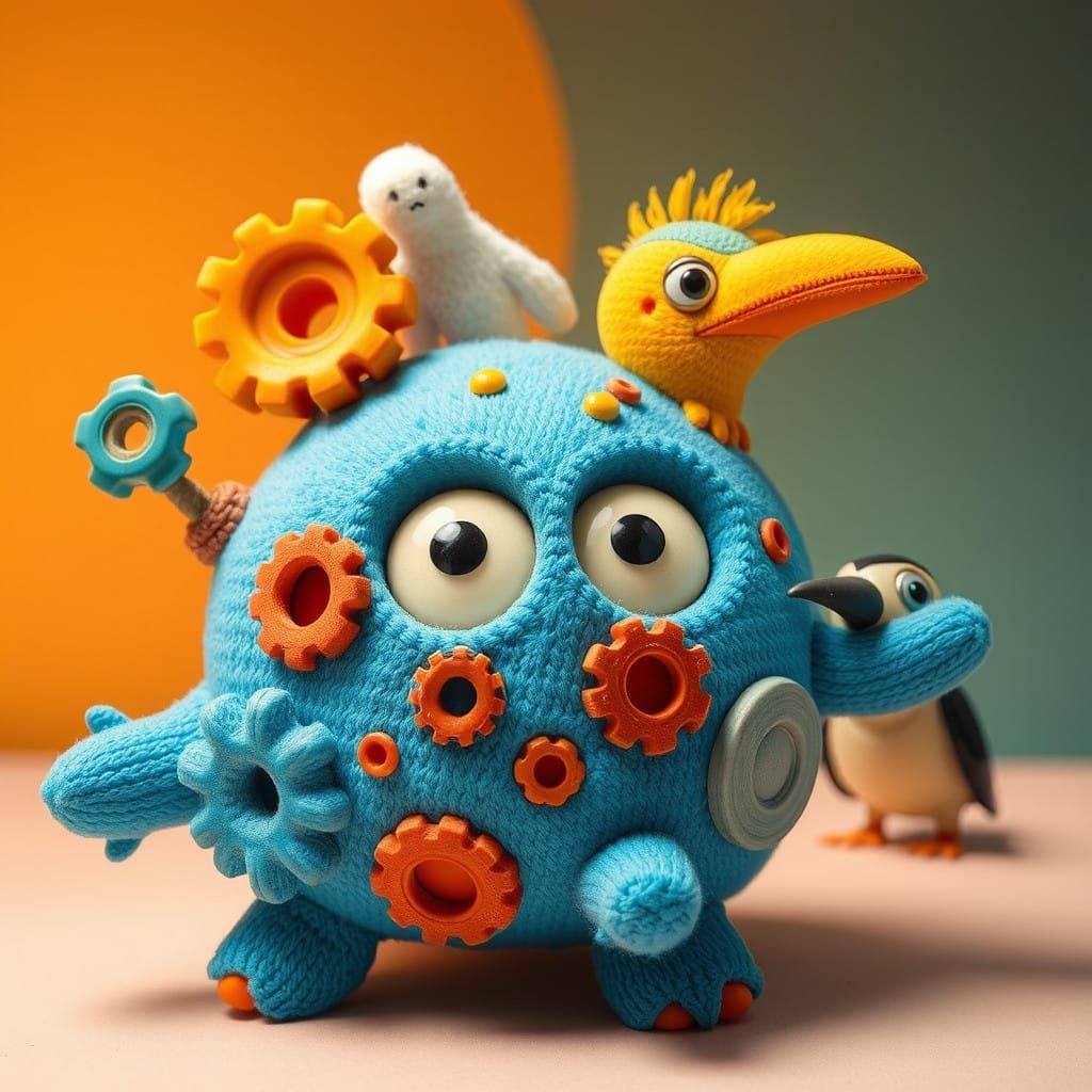 Cyberpunk Woodpecker Explosion in Vibrant Neon Hues