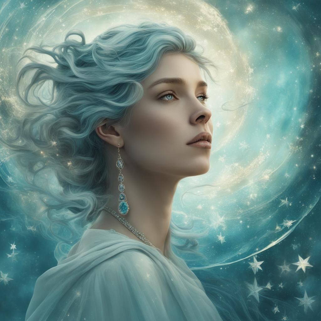 Mysterious Woman Portrait in Art Nouveau Style