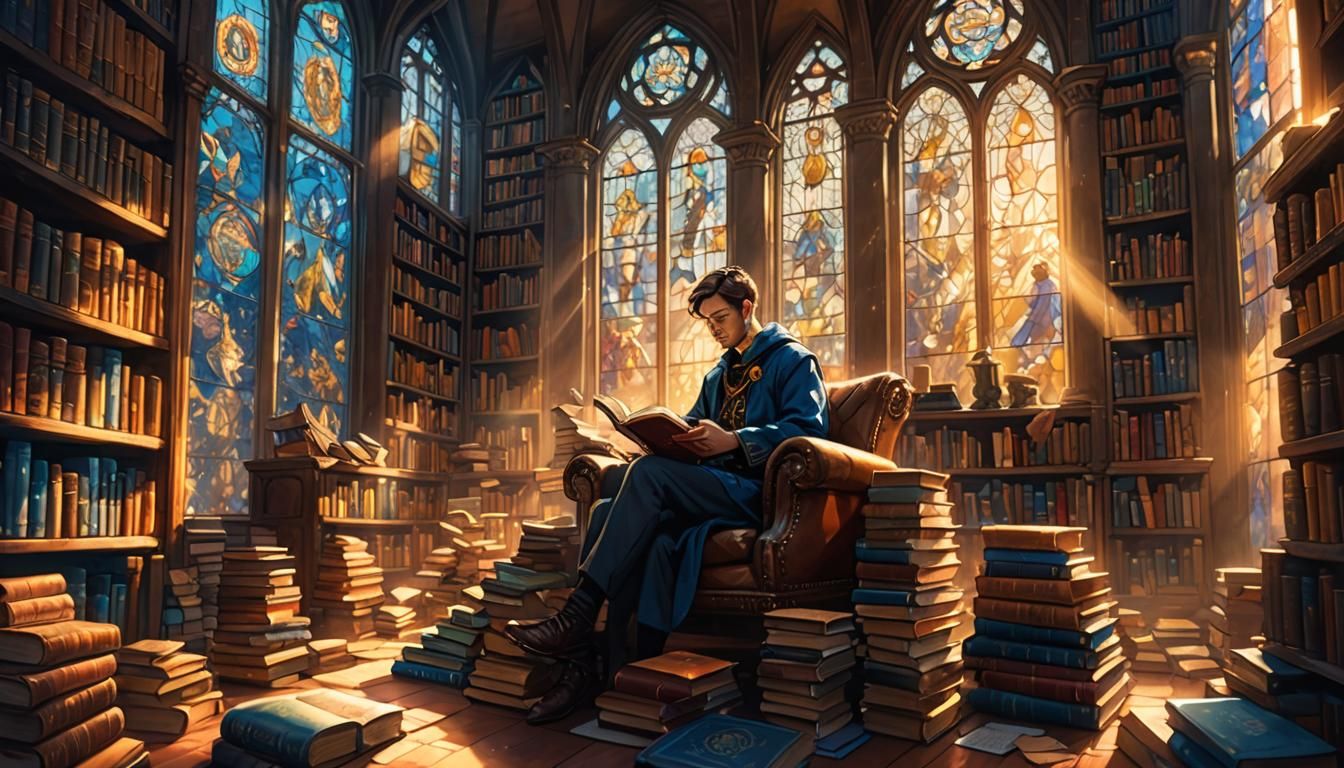 Motivational Reading in Fantasy Library Concept Art