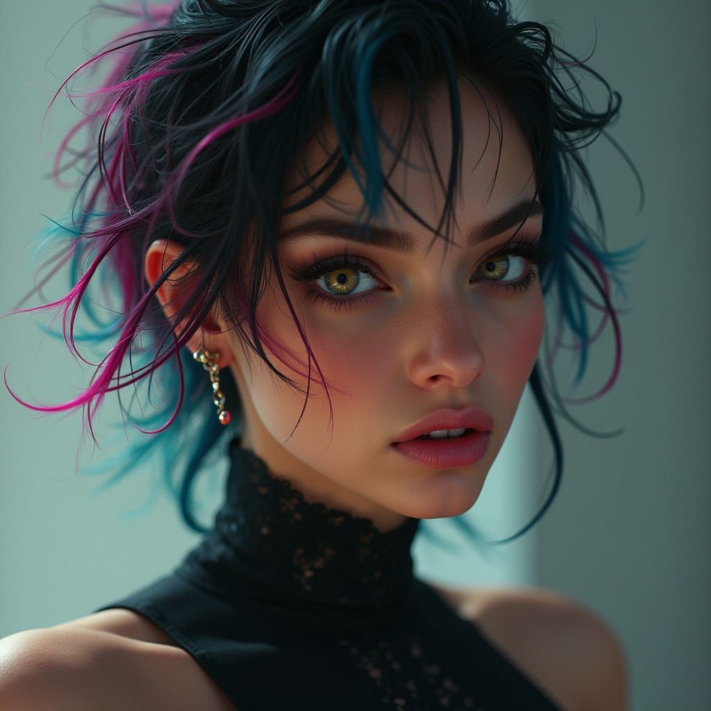 Hyperrealistic Woman Portrait in a Futuristic Style