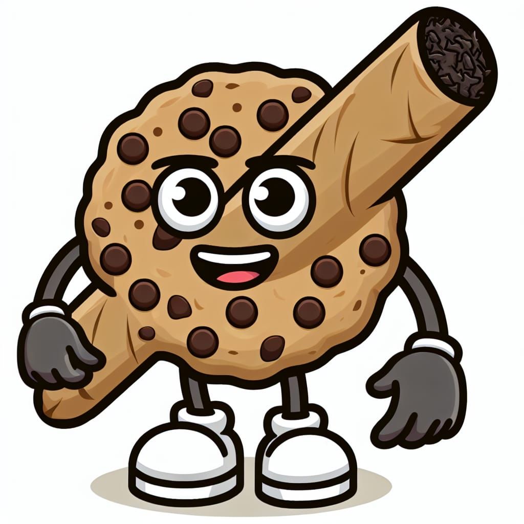 Cartoon Cookie Character Holding a Cigar